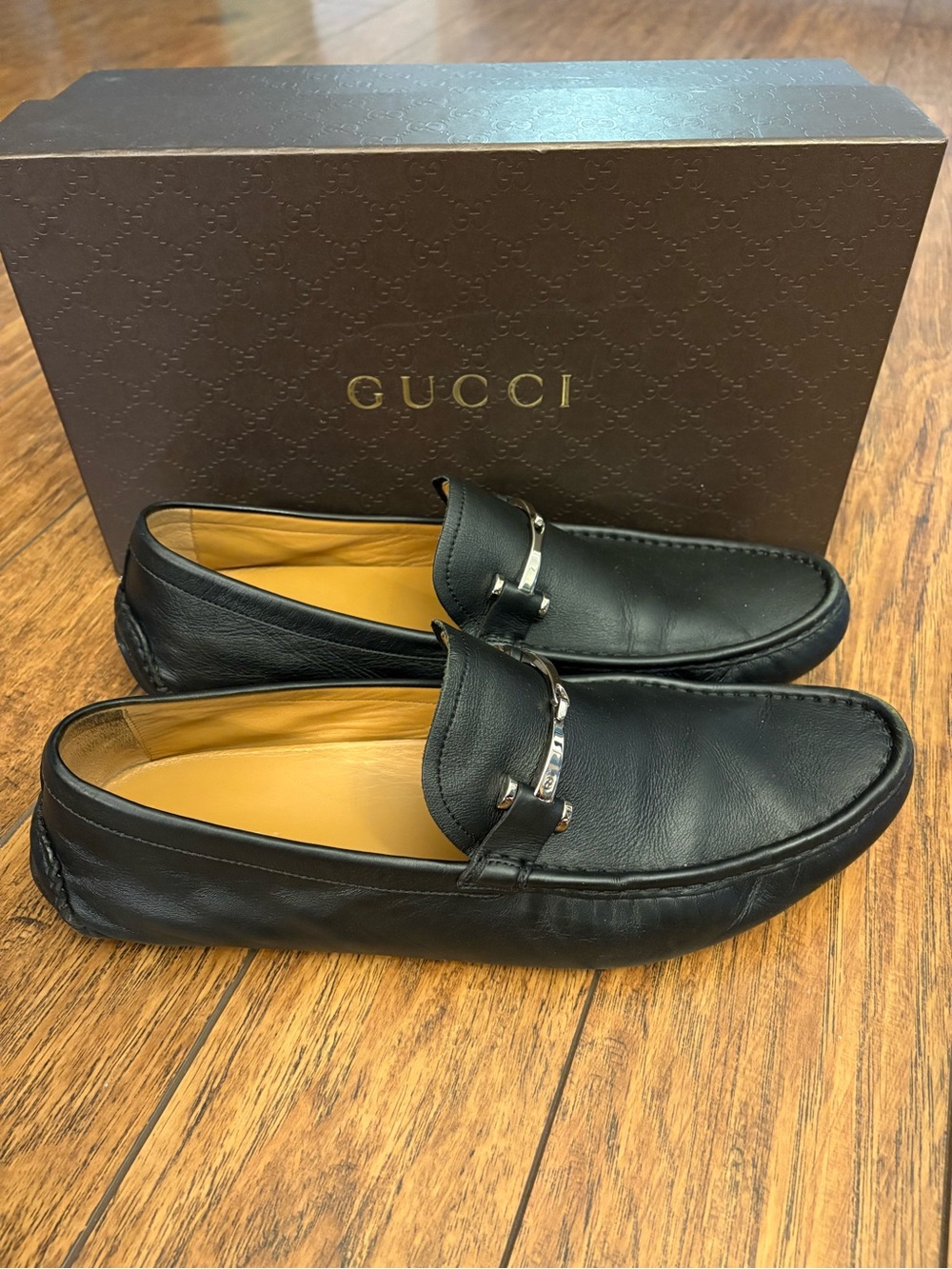 Gucci Black Leather Horsebit Slip-On Loafers - Picture 5 of 6